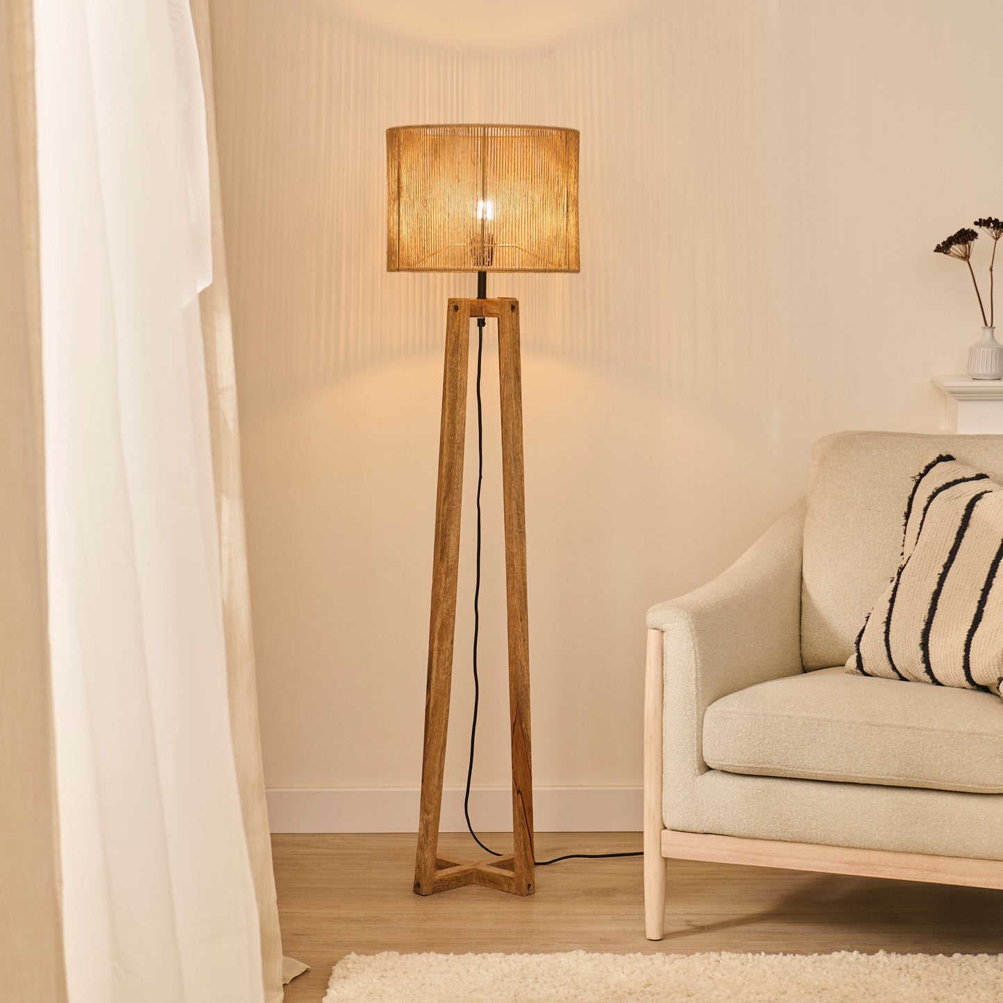 Konduru 150cm Floor Lamp Base - Natural Mango Wood - Laura James