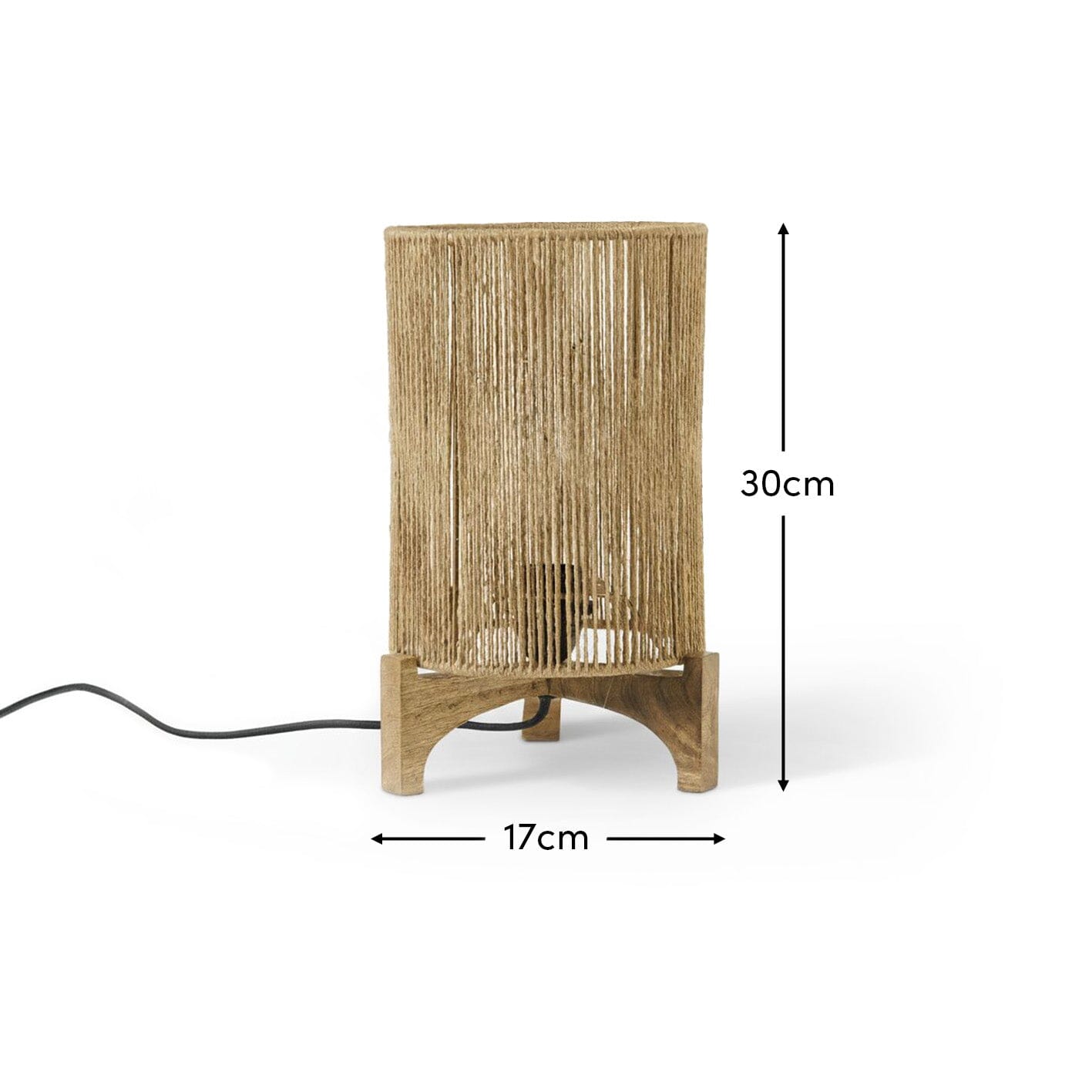 Konduru Natural Jute & Mango Wood Table Lamp - 30cm - Laura James 