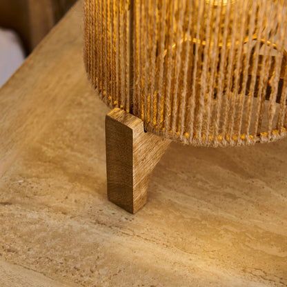 Konduru Natural Jute & Mango Wood Table Lamp - 30cm - Laura James 