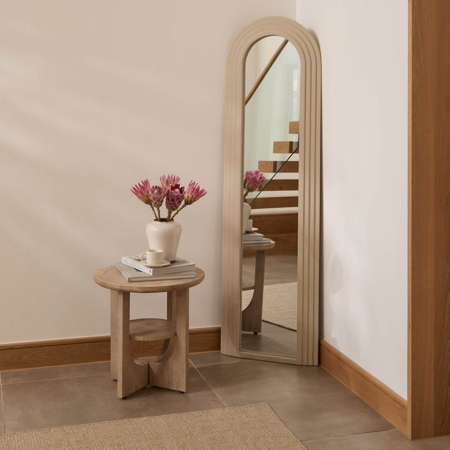 Kubu 170 x 50cm Wooden Arch Mirror - Taupe - Laura James
