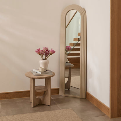 Kubu 170 x 50cm Wooden Arch Mirror - Taupe - Laura James