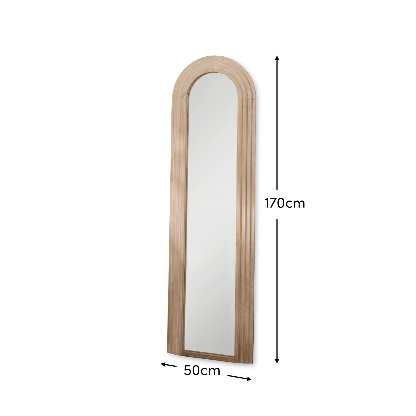 Kubu 170 x 50cm Wooden Arch Mirror - Whitewash - Laura James