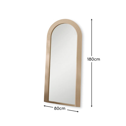 Kubu 180 x 80cm Wooden Arch Mirror - Taupe - Laura James