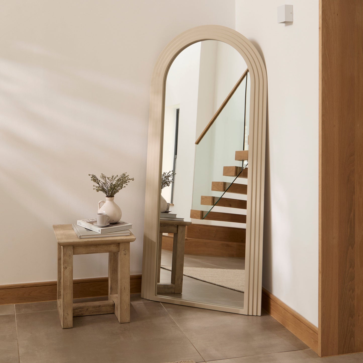 Kubu 180 x 80cm Wooden Arch Mirror - Taupe - Laura James