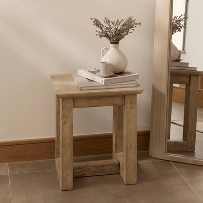 Valdis Mango Wood & Travertine Square Side Table - Laura James