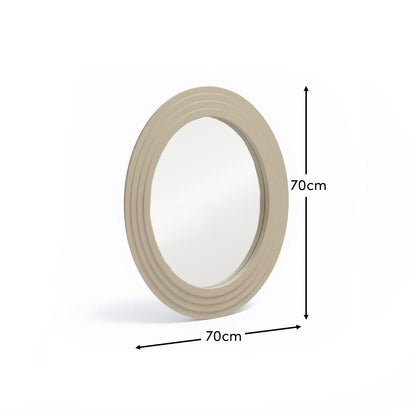 Kubu 70cm Wooden Round Mirror - Taupe - Laura James