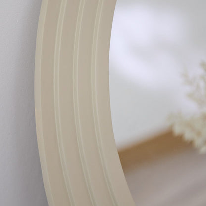 Kubu 70cm Wooden Round Mirror - Taupe - Laura James