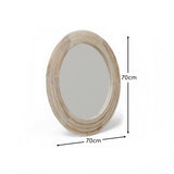 Kubu 70cm Wooden Round Mirror - Whitewash - Laura James