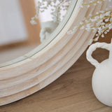 Kubu 70cm Wooden Round Mirror - Whitewash - Laura James