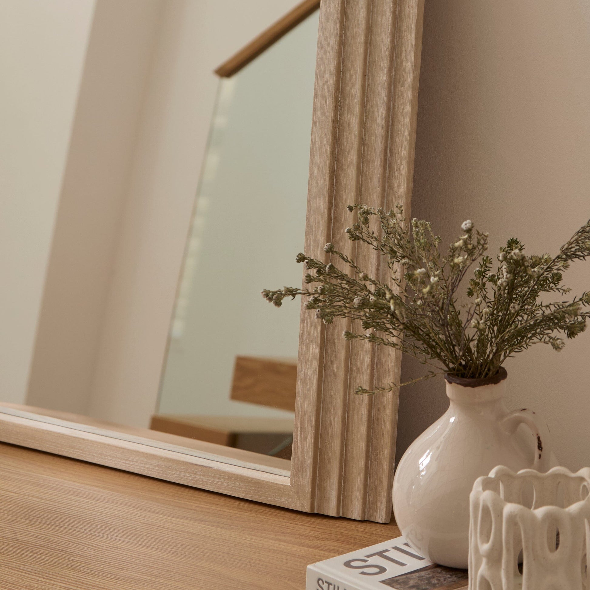 Kubu 90 x 77cm Wooden Arch Mirror - Whitewash - Laura James