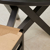 Levi Acacia Round Dining Table Set - 4 Seater - Dolly Boucle Dining Chairs - Black Legs