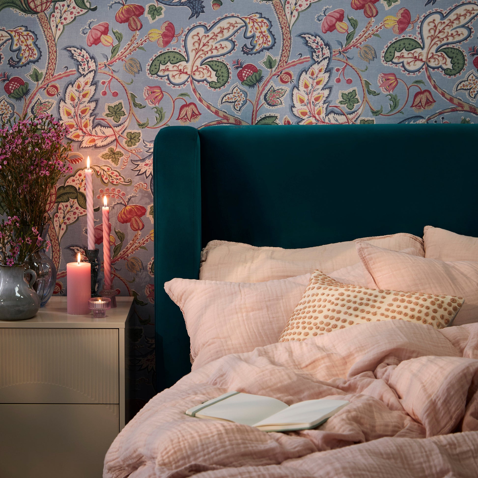 Hannah King Ottoman Bed - Deep Teal - Laura James