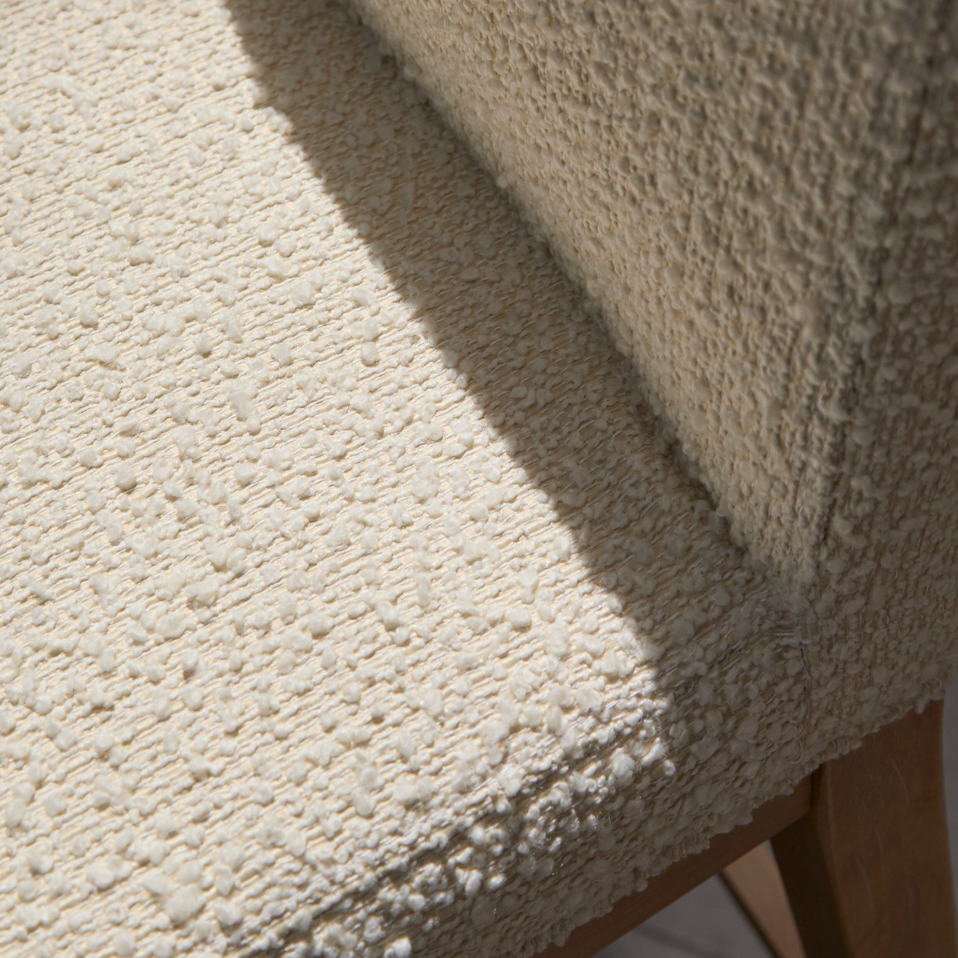 Nolan White Boucle Bar Stool - Whitewash Oak Legs - Laura James