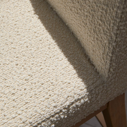 Nolan White Boucle Bar Stool - Whitewash Oak Legs - Laura James