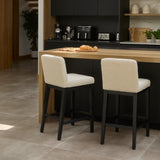 Nolan White Boucle Bar Stool - Black Oak Legs - Laura James
