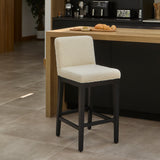 Nolan White Boucle Bar Stool - Black Oak Legs - Laura James