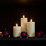 Samsta Battery Pillar Candles - Set of 3 - Warm White - Laura James 