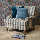 Brea Armchair -  Blue Stripe with Whitewash Legs - Laura James
