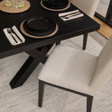 Nolan Off White Boucle Dining Chair - Set of 2 - Black Oak Legs - Laura James