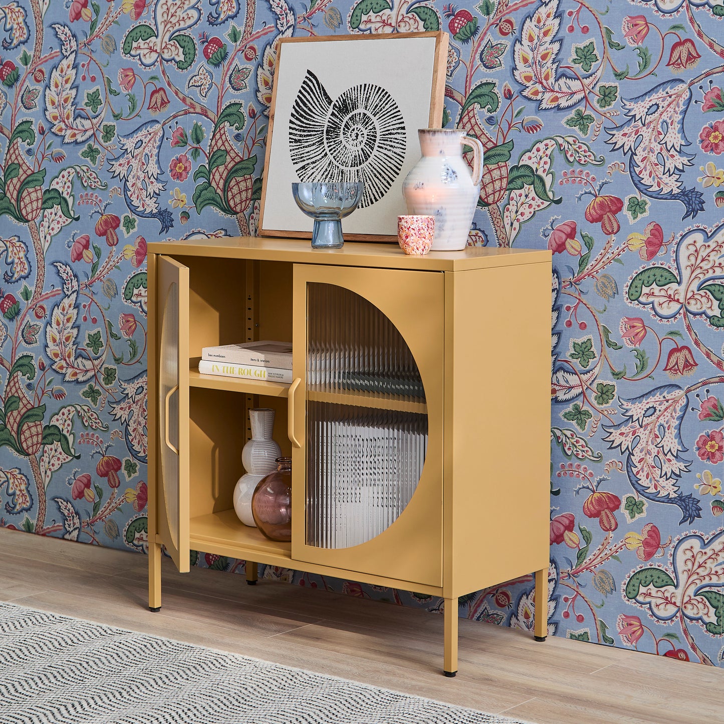 Conan Metal 2 Door Sideboard - Mustard Yellow - Laura James