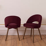 Marilyn Burgundy Red Dining Chair - Set of 2 - Coffee Brown Mango Wood Legs - Laura James 