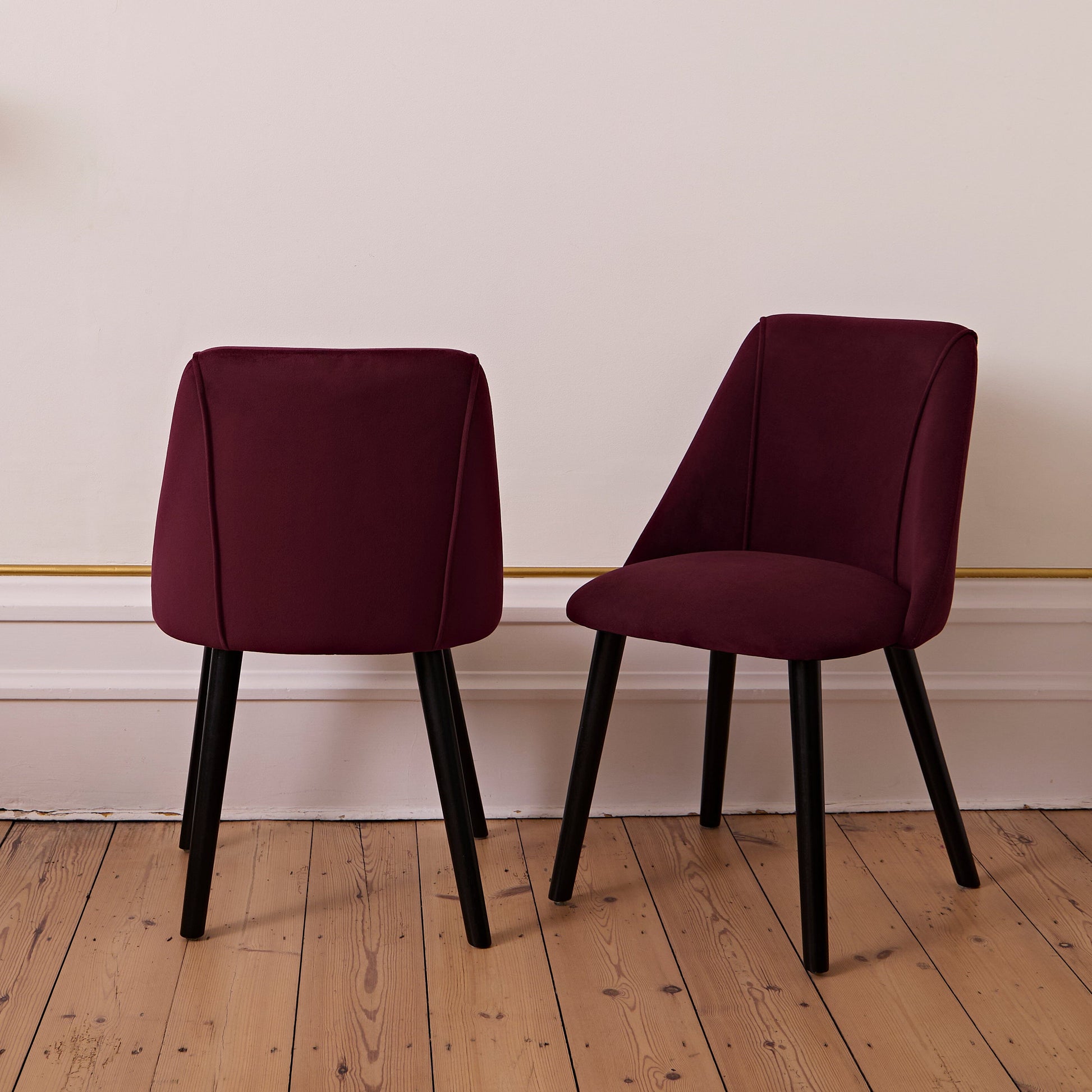 Freya Burgundy Red Dining Chair - Set of 2 - Black Oak Legs - Laura James