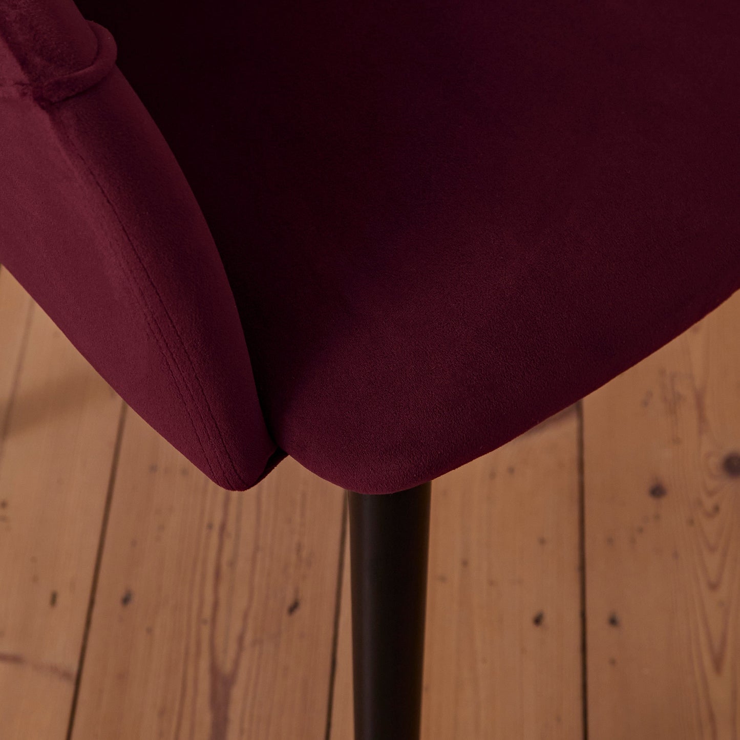 Freya Burgundy Red Armchair - Set of 2 - Black Oak Legs - Laura James