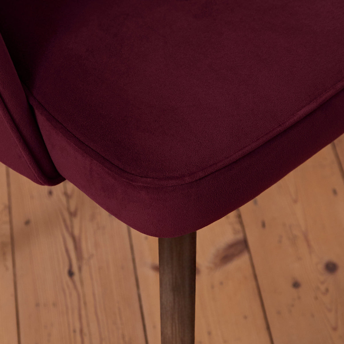 Marilyn Burgundy Red Dining Chair - Set of 2 - Coffee Brown Mango Wood Legs - Laura James 