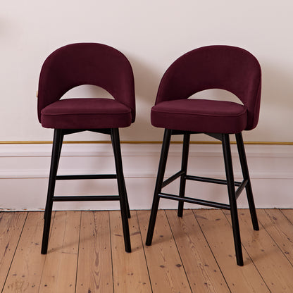 Marilyn Burgundy Red Bar Stool - Black Oak Legs - Laura James