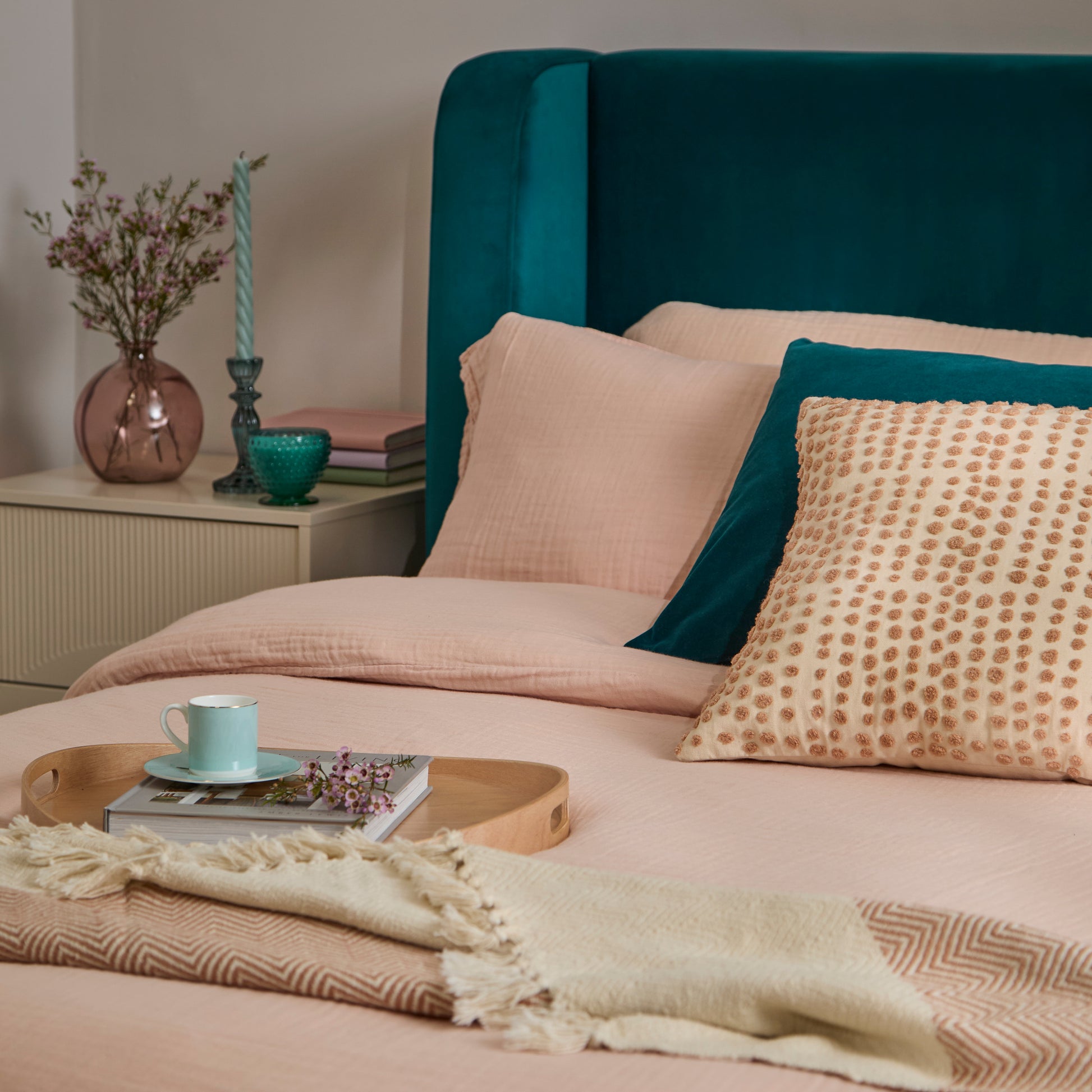 Hannah King Ottoman Bed - Deep Teal - Laura James