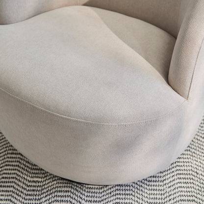 Sawyer 68cm Swivel Armchair - Soft Beige - Laura James