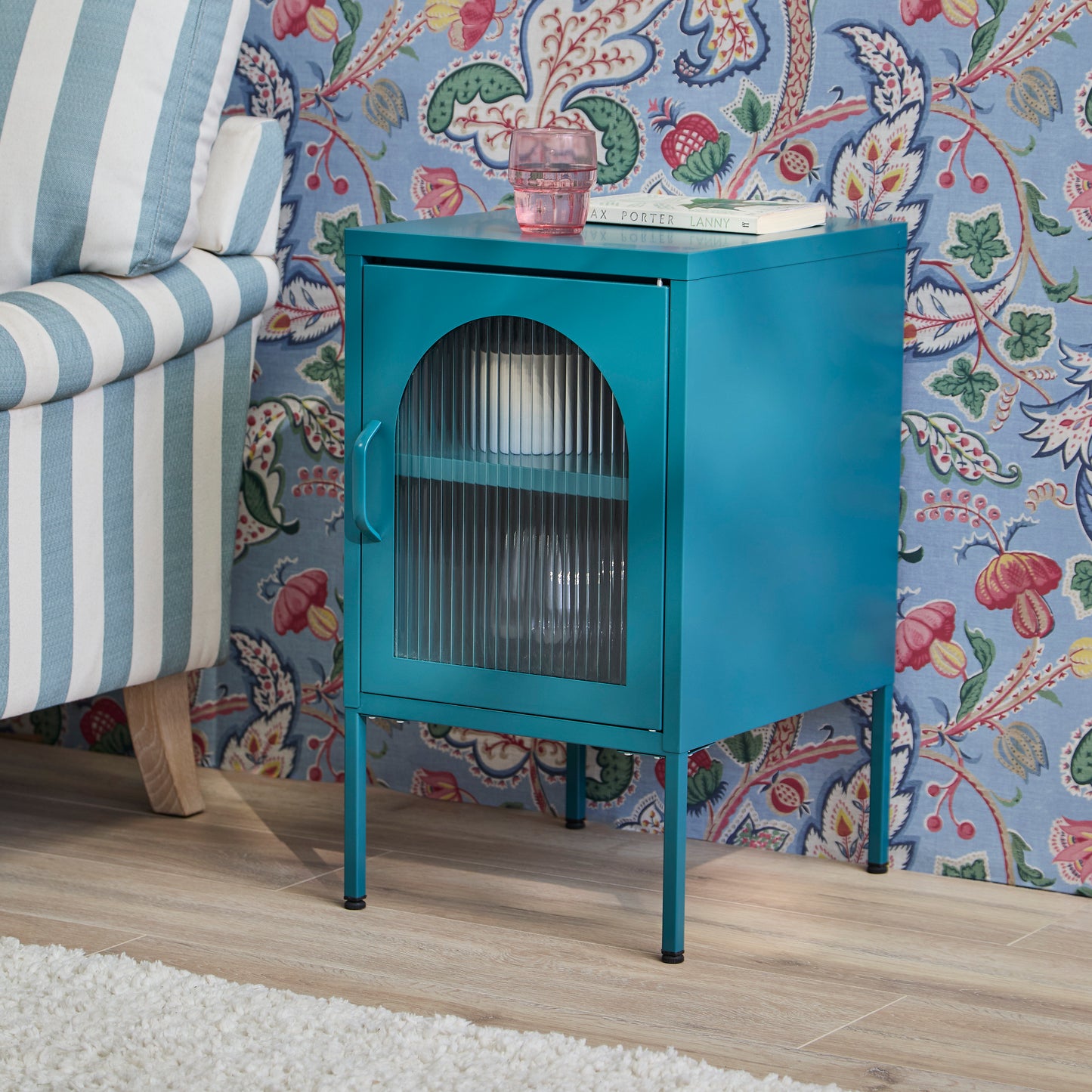 Conan Metal Bedside Table - Lagoon Teal - Laura James
