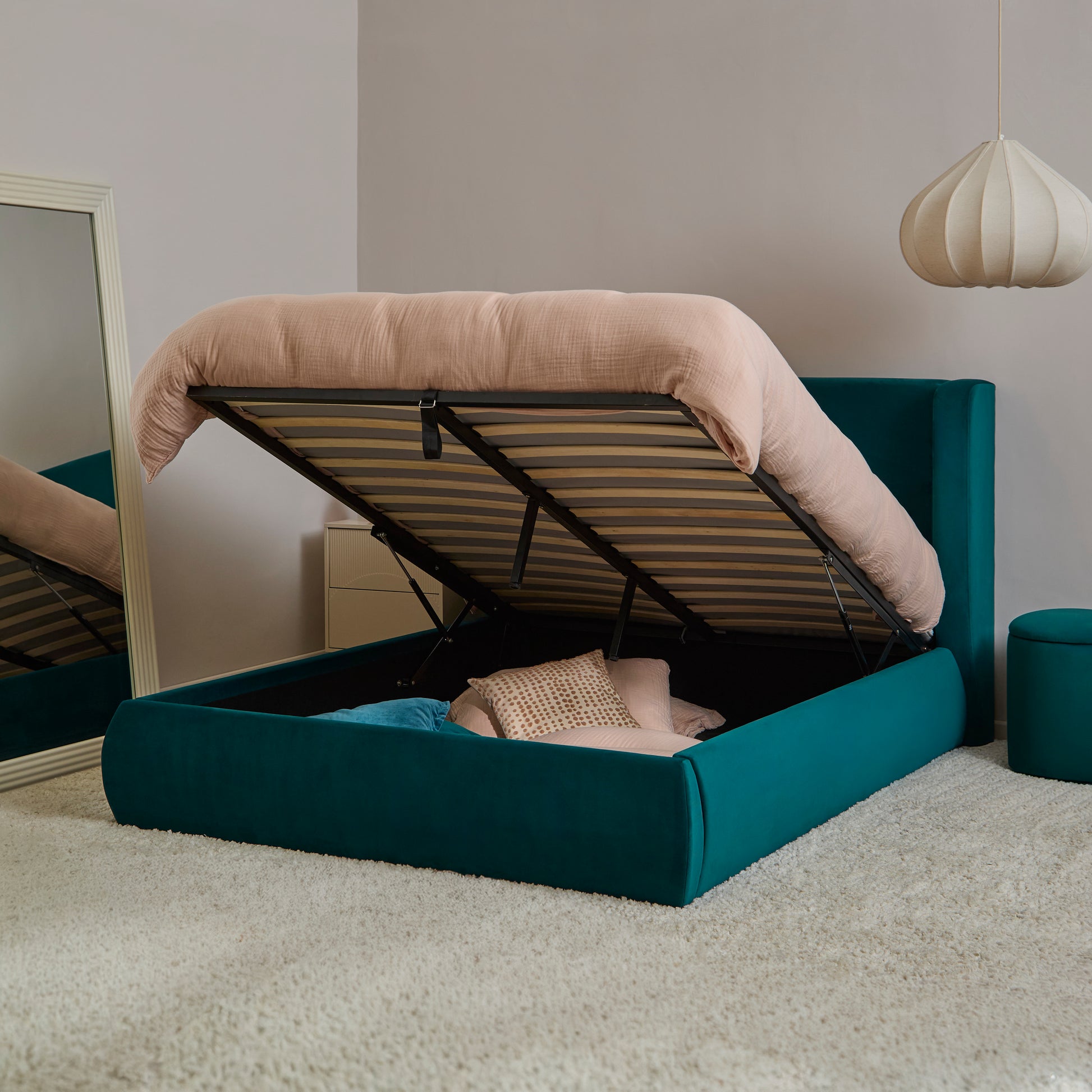 Hannah King Ottoman Bed - Deep Teal - Laura James
