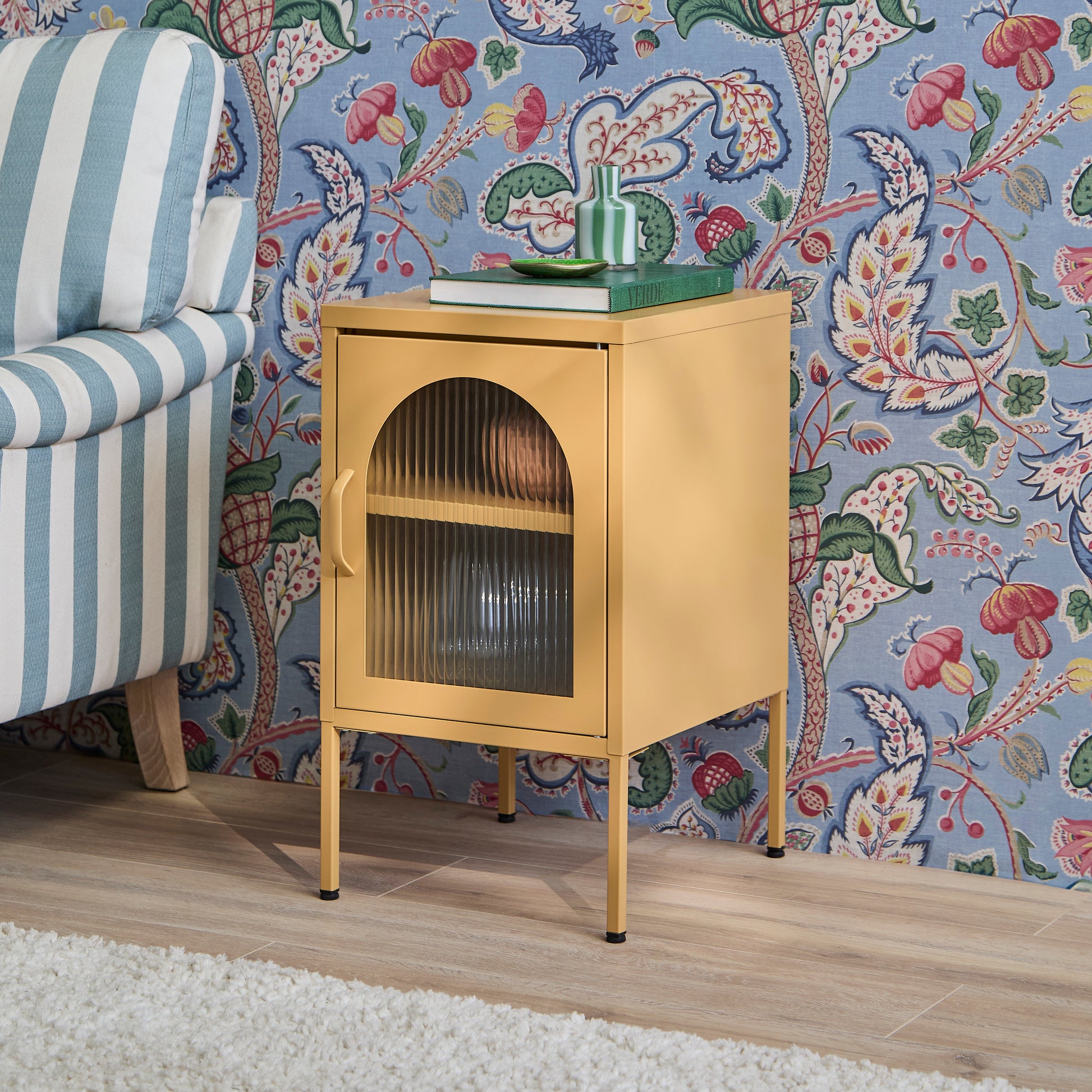 Conan Metal Bedside Table - Mustard Yellow - Laura James