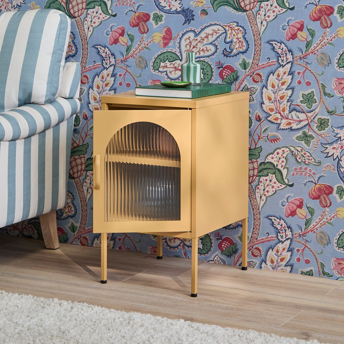 Conan Metal Bedside Table - Mustard Yellow - Laura James