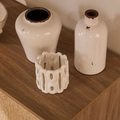 Paloma Natural Weave 2 Door Small Sideboard - Natural Oak - Laura James