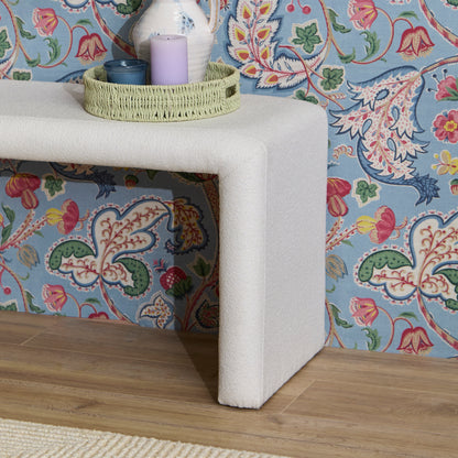 Kamiko Dining Bench - Chalk White Boucle - Laura James