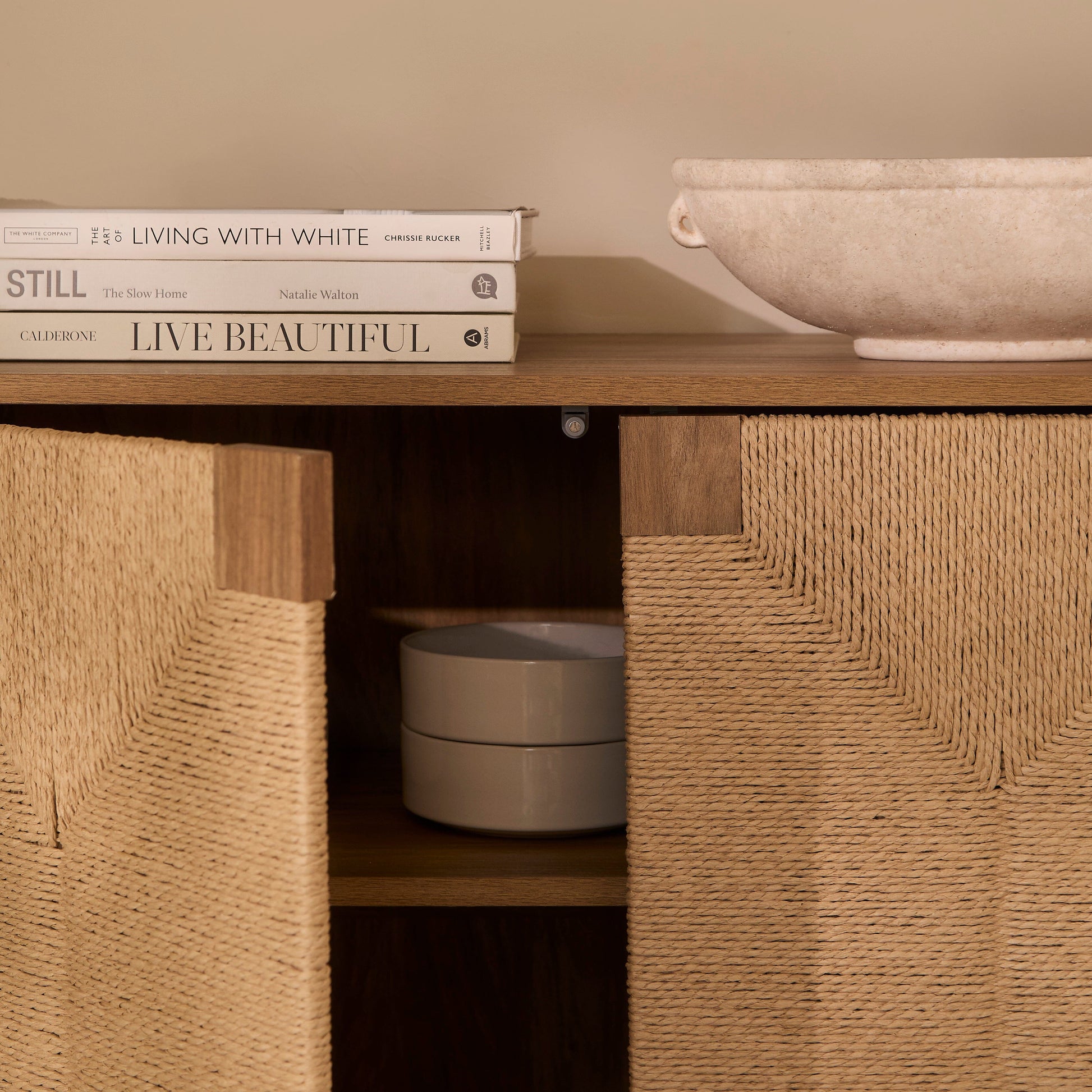 Paloma Natural Weave 2 Door Small Sideboard - Natural Oak - Laura James