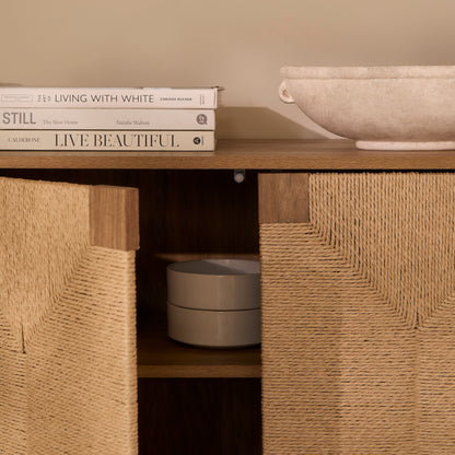 Paloma Natural Weave 2 Door Small Sideboard - Natural Oak - Laura James