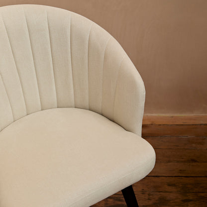 Arabella Natural Beige Dining Chair - Set of 2 - Black Oak Legs - Laura James 