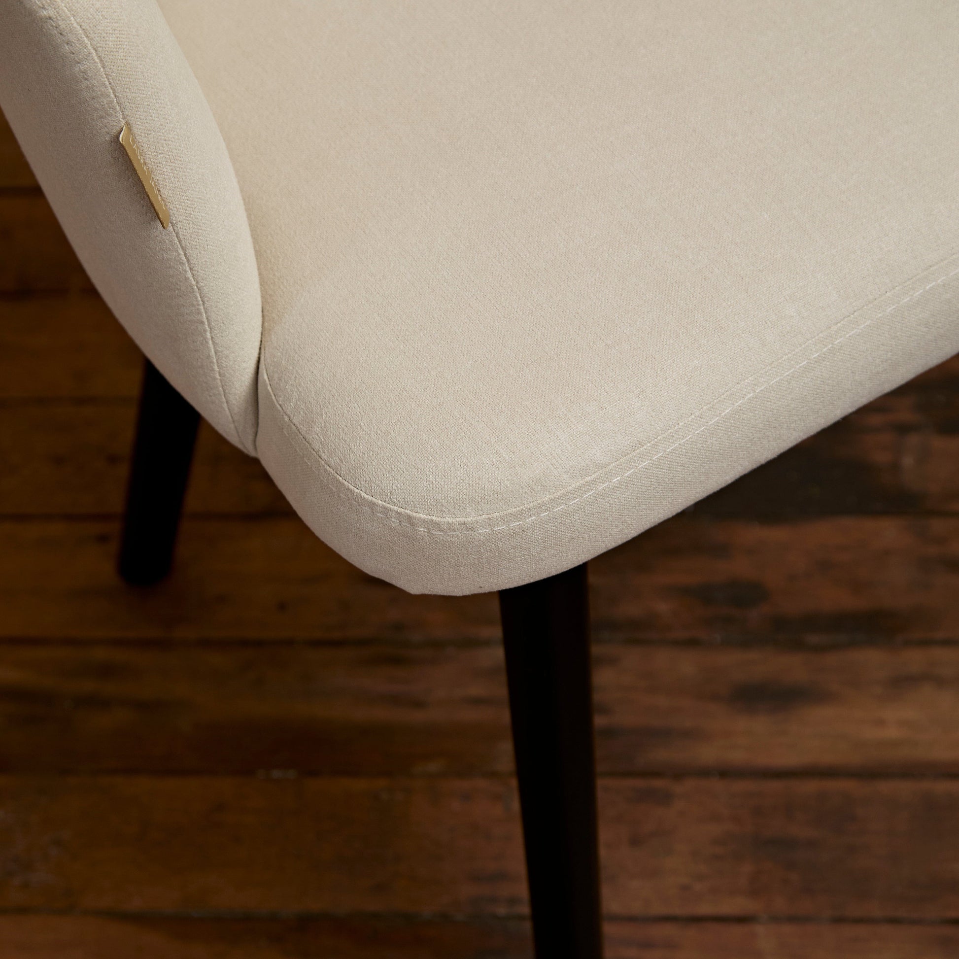 Arabella Natural Beige Dining Chair - Set of 2 - Black Oak Legs - Laura James 