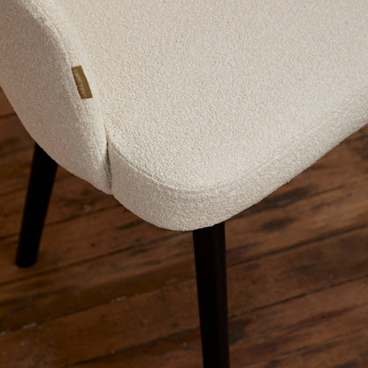 Arabella Light Beige Boucle Dining Chairs - Set of 2 - Black Oak Legs - Laura James 