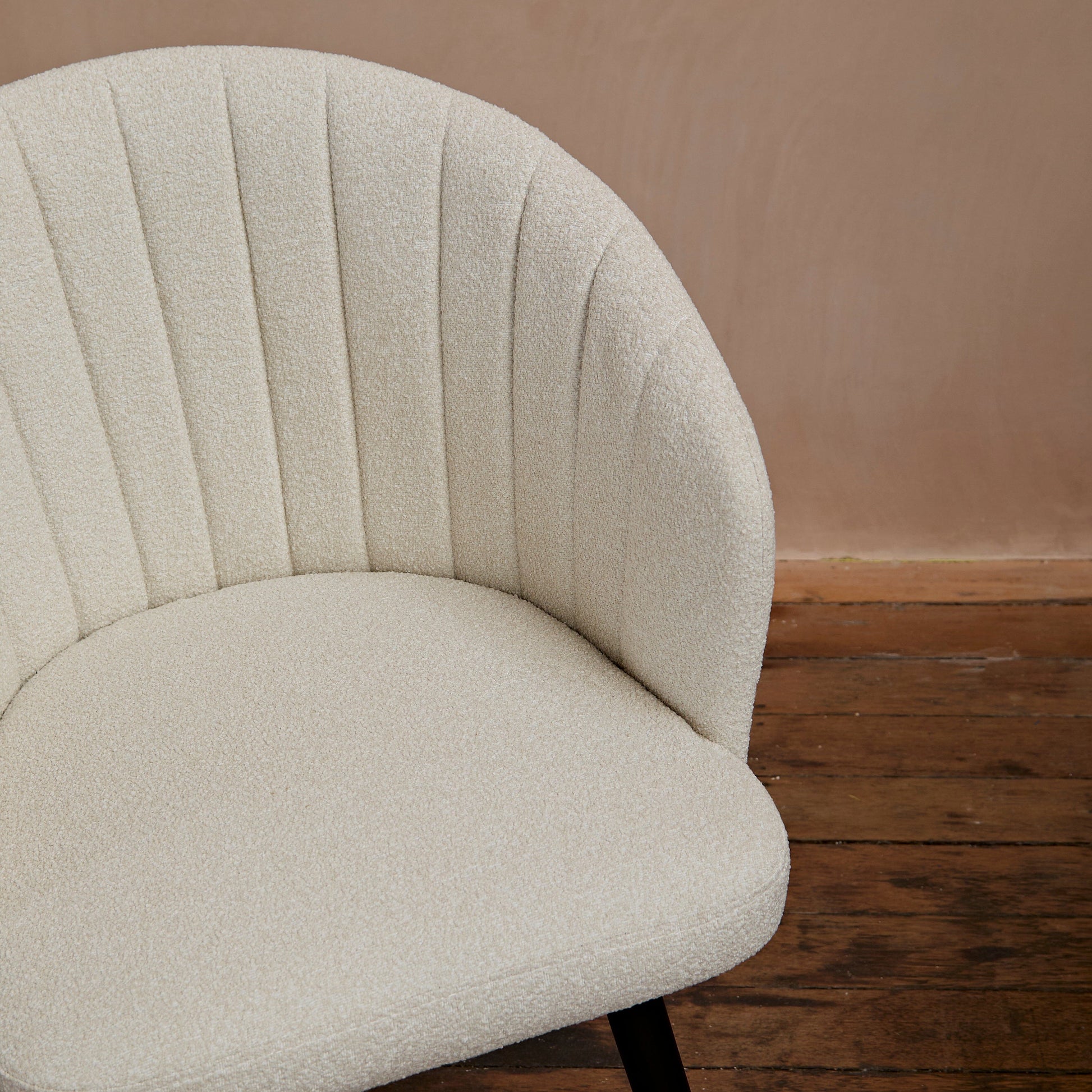 Arabella Light Beige Boucle Dining Chairs - Set of 2 - Black Oak Legs - Laura James 