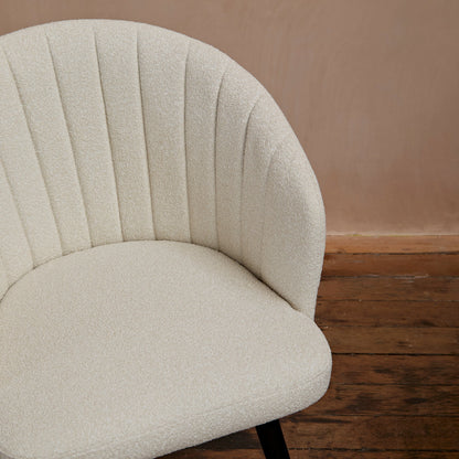 Arabella Light Beige Boucle Dining Chairs - Set of 2 - Black Oak Legs - Laura James 