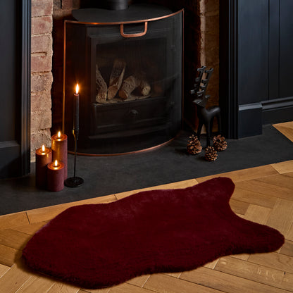 Invik 90 x 50cm Polyester Sheepskin - Burgundy Red - Laura James 