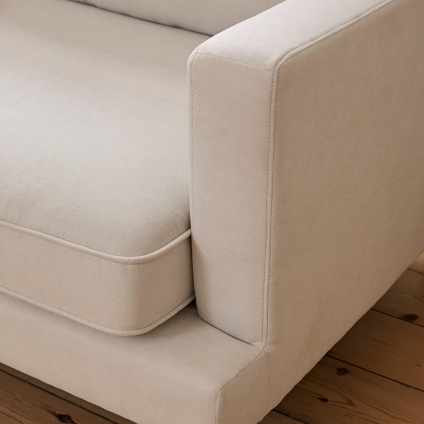 Gillian 3 Seater Large Corner Sofa - Ivory with Whitewash Legs - Laura James 