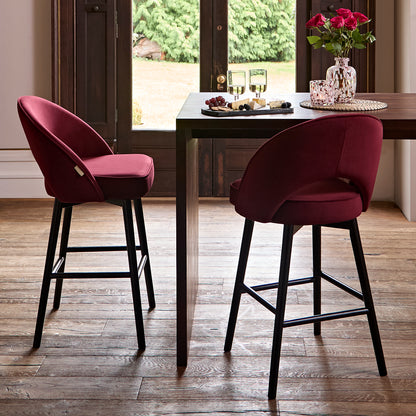 Marilyn Burgundy Red Bar Stool - Black Oak Legs - Laura James
