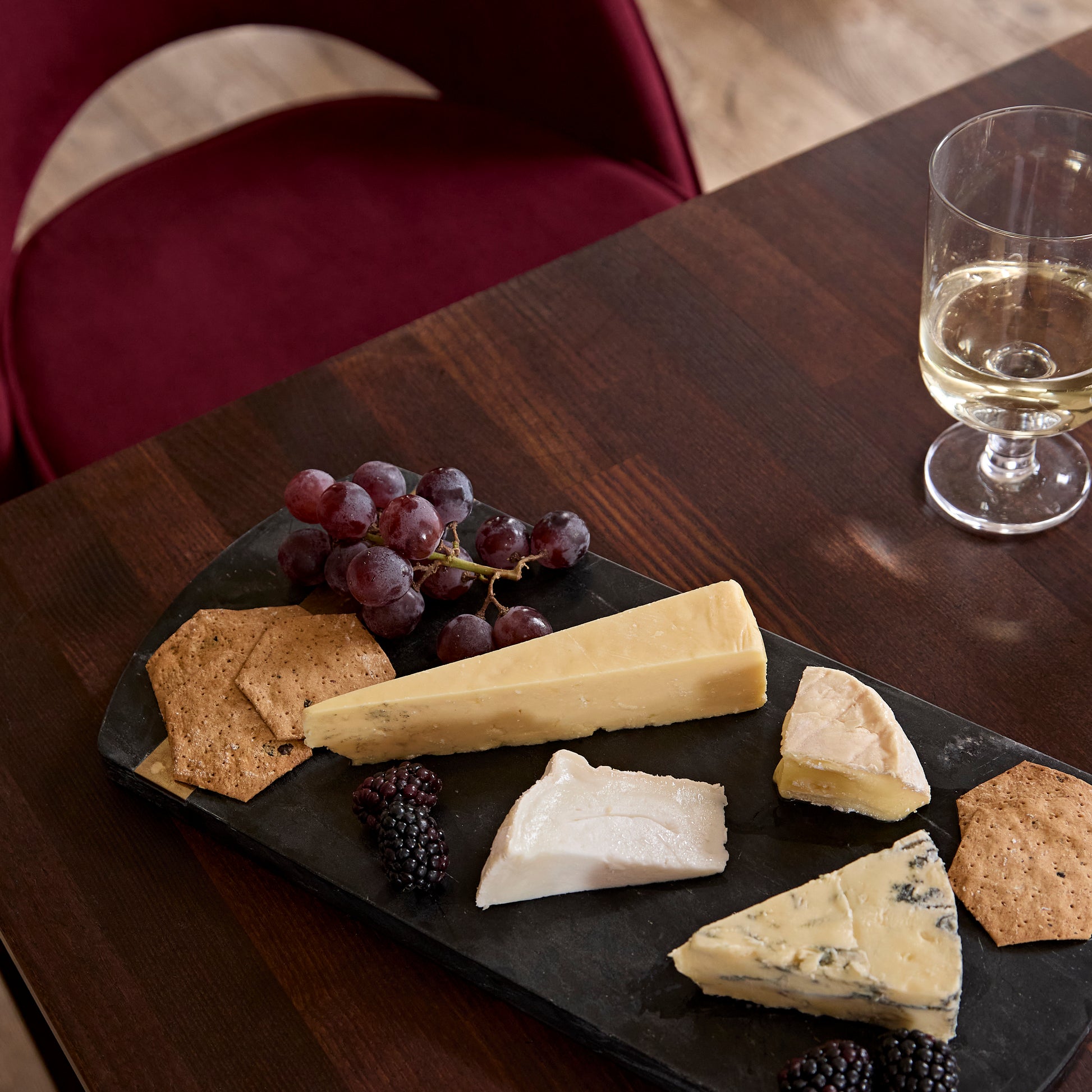 Marilyn Burgundy Red Bar Stool - Black Oak Legs - Laura James