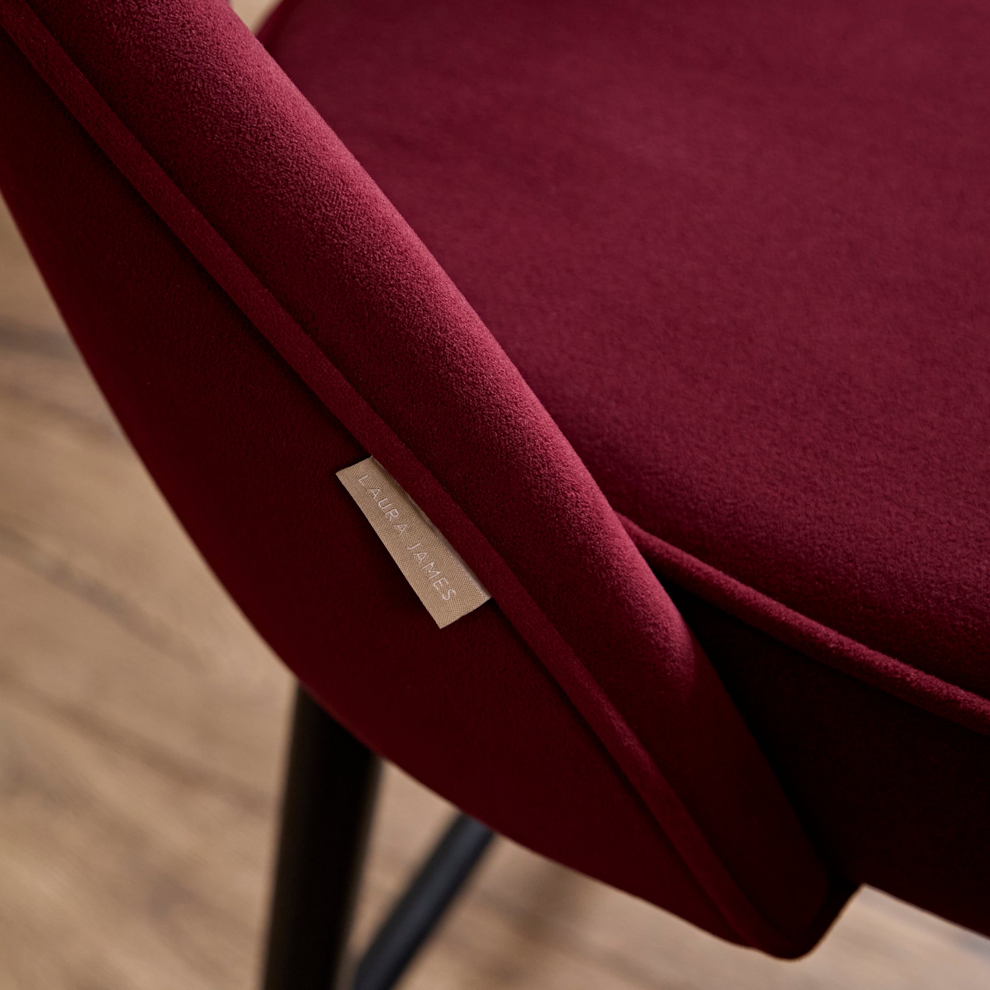 Marilyn Burgundy Red Bar Stool - Black Oak Legs - Laura James