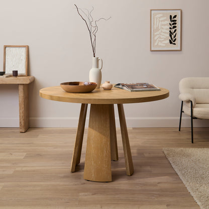 Farren Whitewash Oak Round Dining Table - Laura James